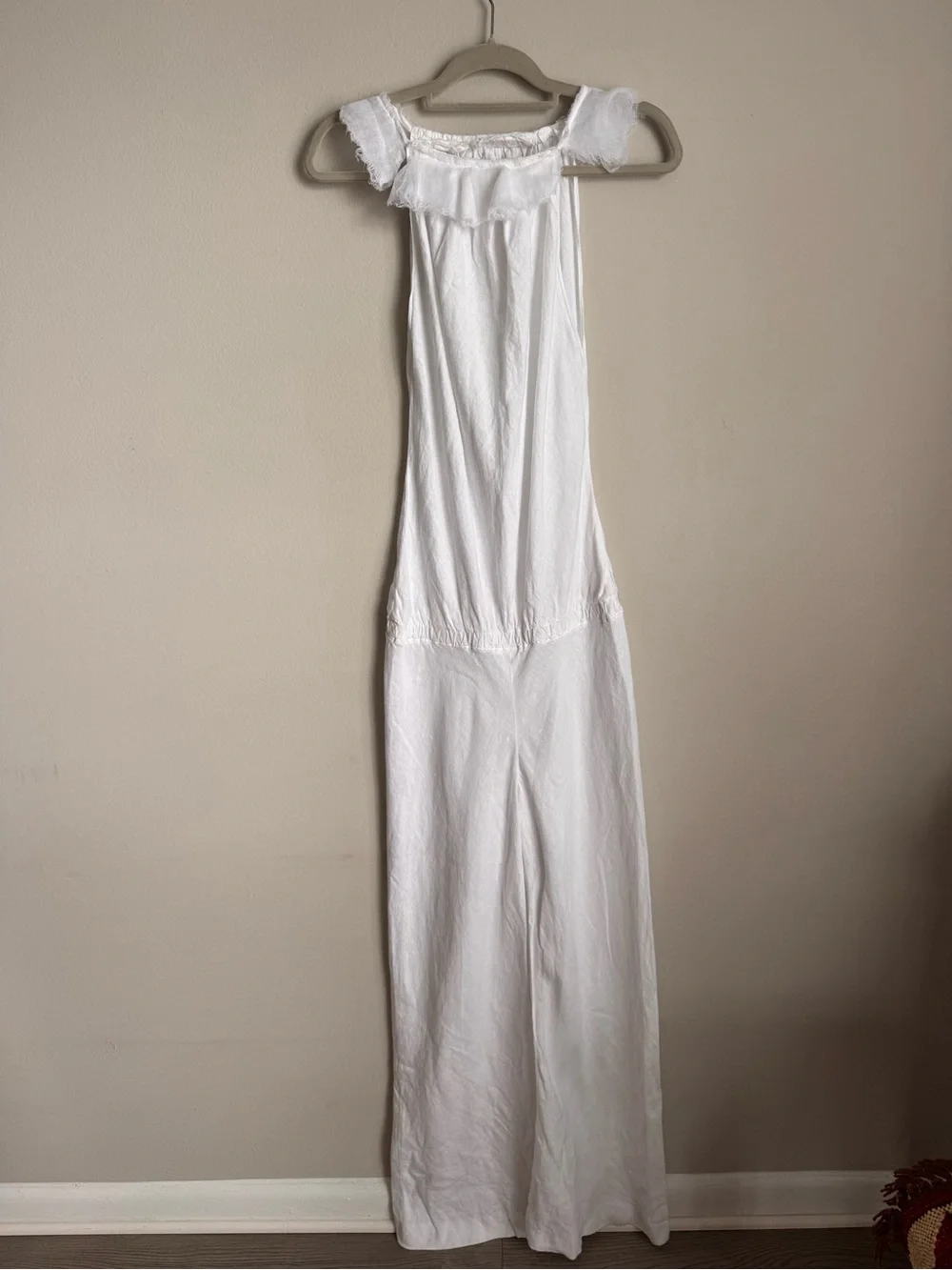 Albar & Niveo 100% Linen White Wide Leg Jumpsuit Size S Boho Coastal Resort - Picture 4 of 12